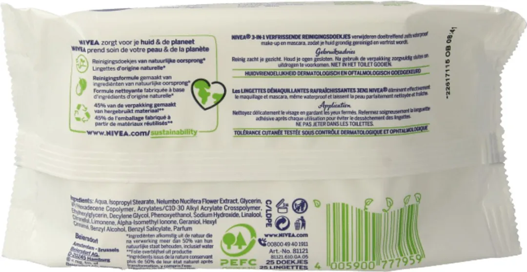 NIVEA Verfrissende Reinigingsdoekjes 25 Stuks