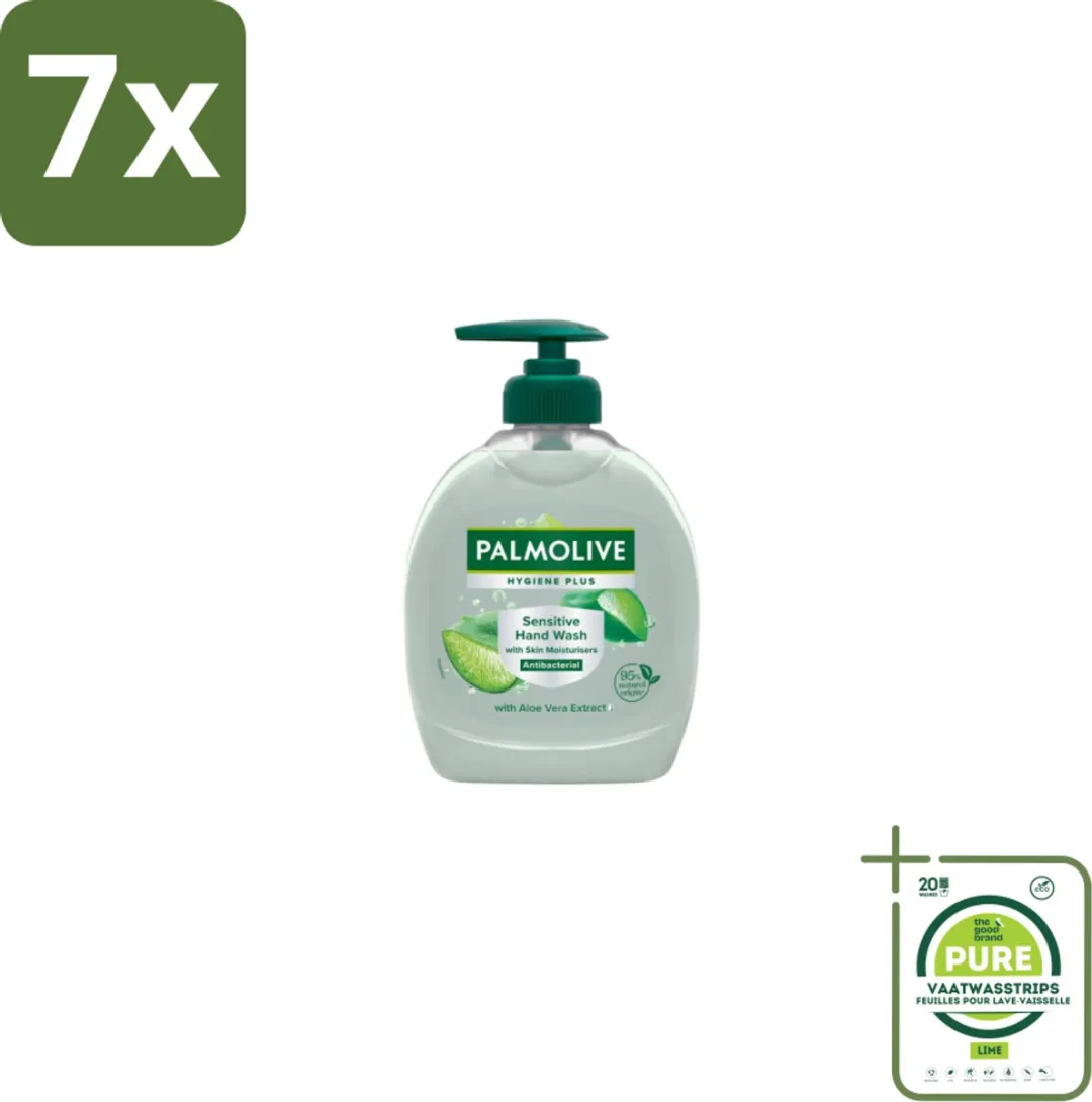 7 x Palmolive – Handzeep – Hygiene Plus Sensitive – Pompje - 300 ml - Grootverpakking - Gevoelige Huid - Handzeep - Hygiëne - Aloë Vera - Dermatologisch Getest