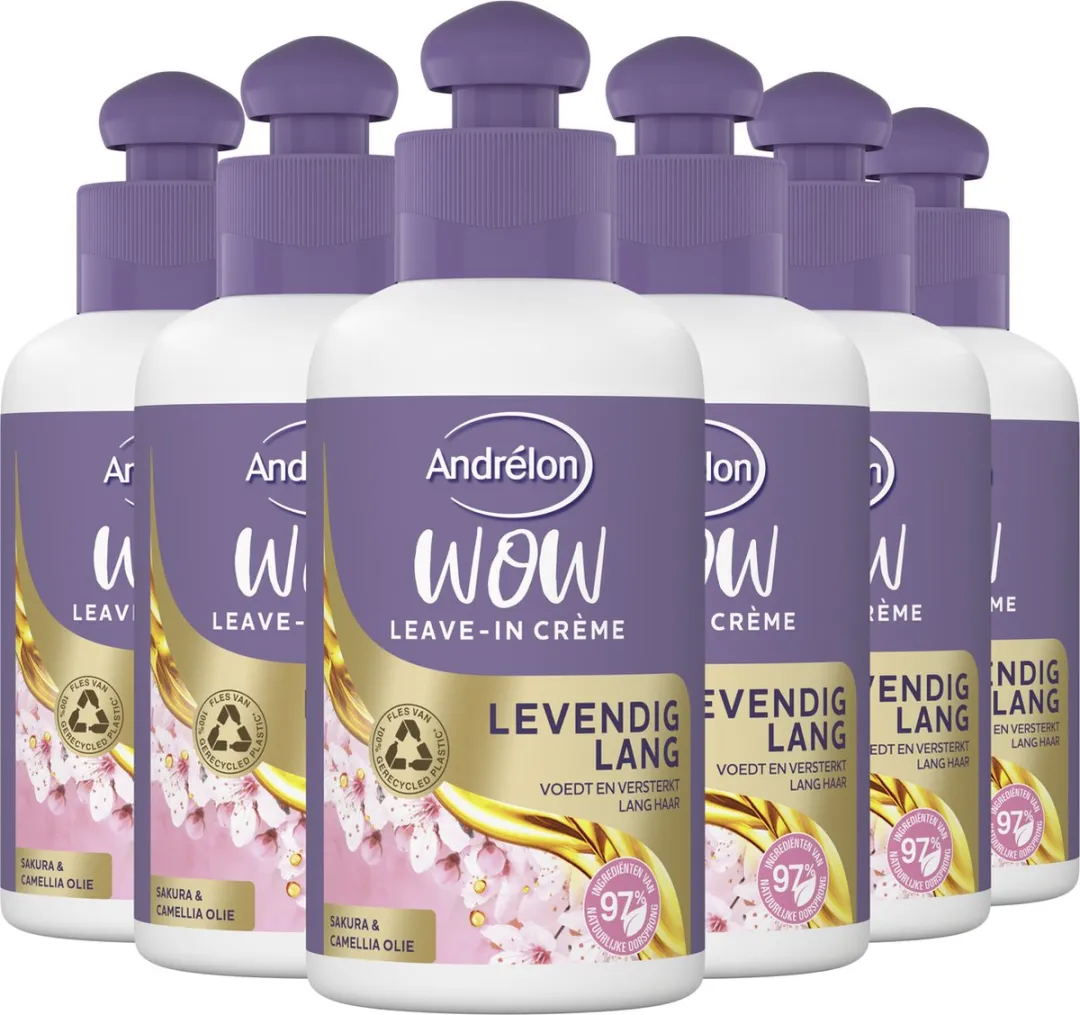 Andrélon WOW Leave-In Crème Levendig Lang - 6x200ml