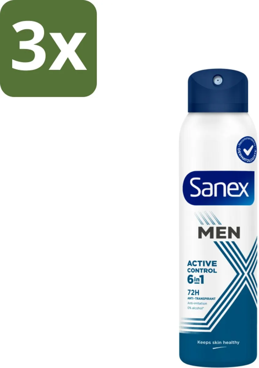 Sanex Men 72H Active Control Deodorant Spray 200ml - 3 Stuks
