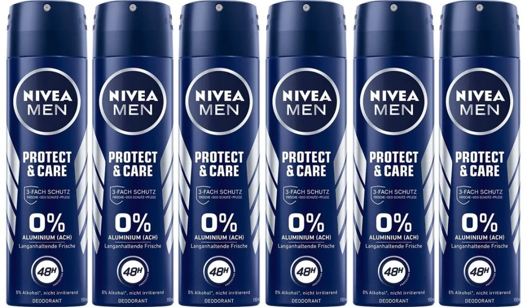 NIVEA Men Deospray Protect & Care 150ml - 6 Stuks