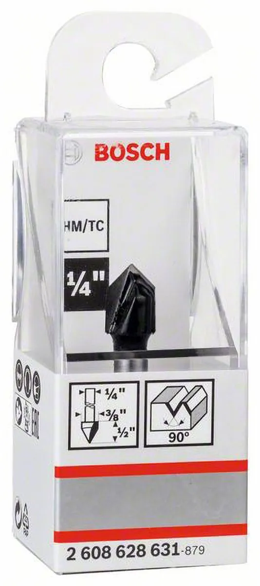 Bosch V-groeffrees 1/4" Ø9,5mm L12,4mm G45mm 90°
