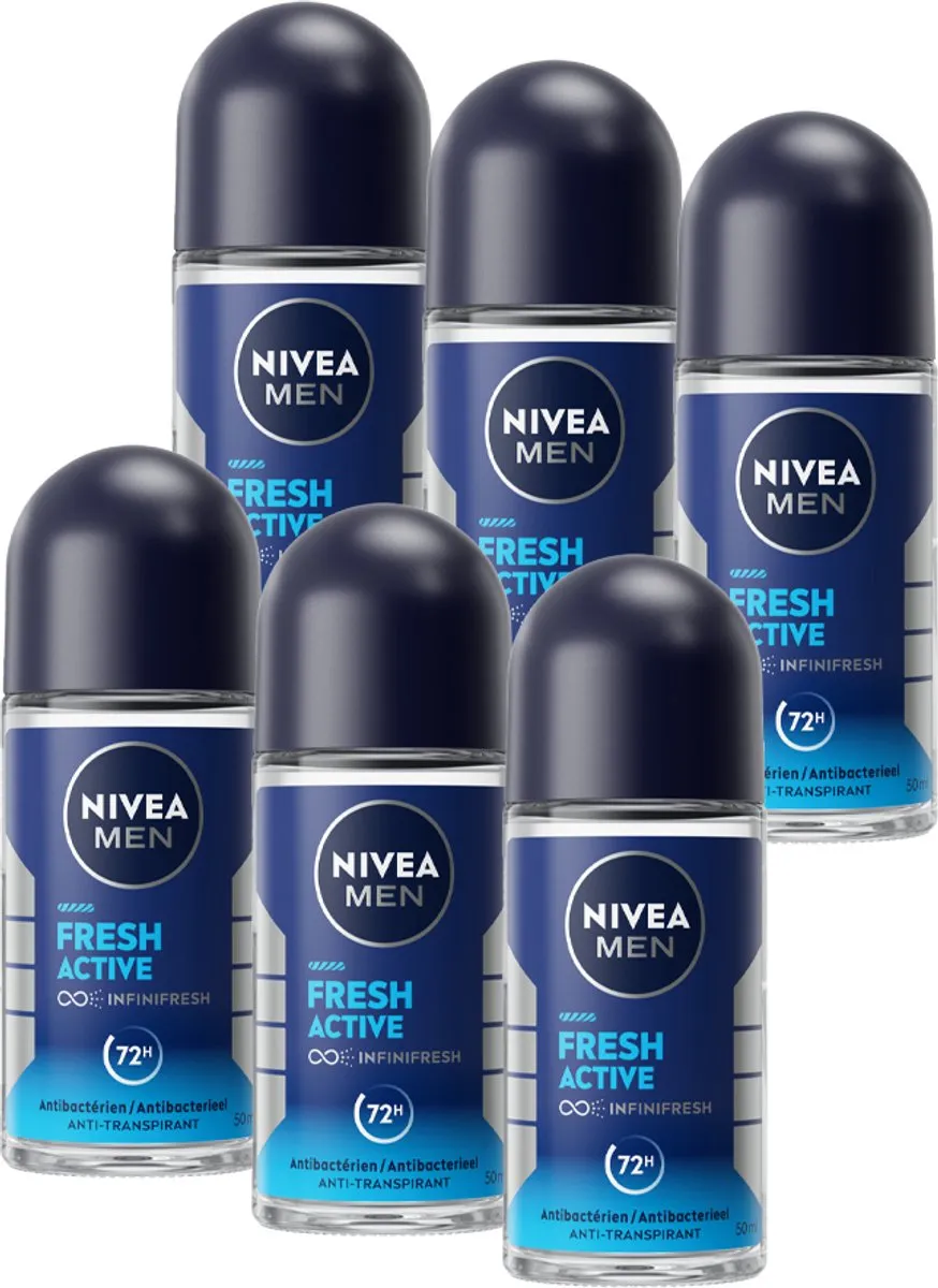NIVEA MEN Fresh Active Anti-Transpirant Roller 6x50ml