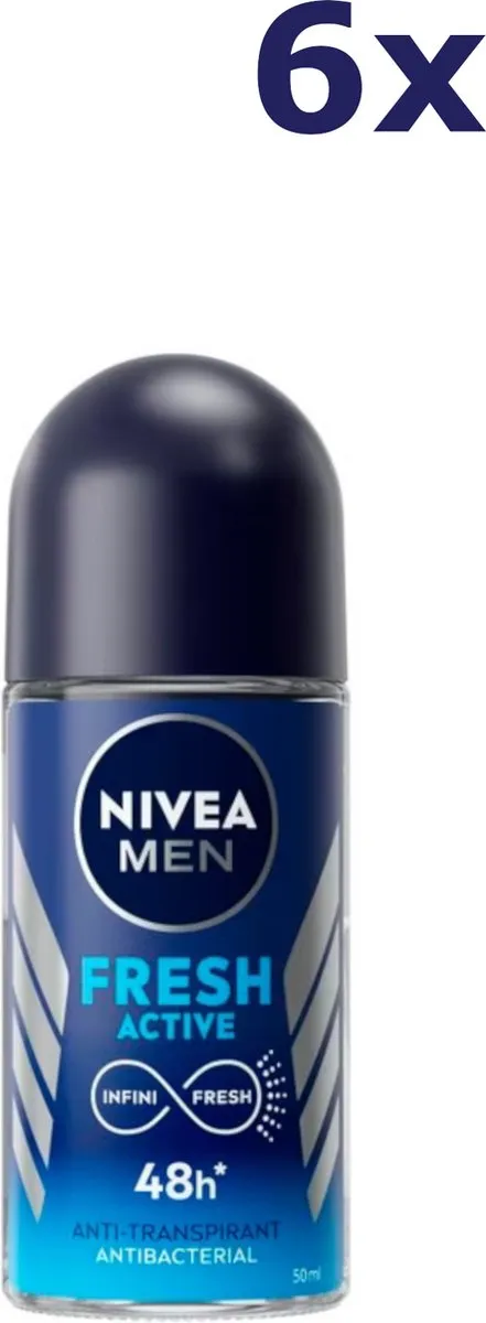 NIVEA MEN Fresh Active Anti-Transpirant Roller 6x50ml