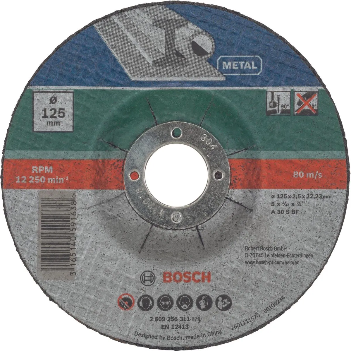 Bosch 125x2,5 Gebogen Doorslijpschijf Metaal