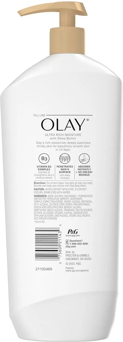 Olay Ultra Rich Moisture Body Lotion with Shea Butter, 24hr Moisturizing & Deep Hydration, 532ml