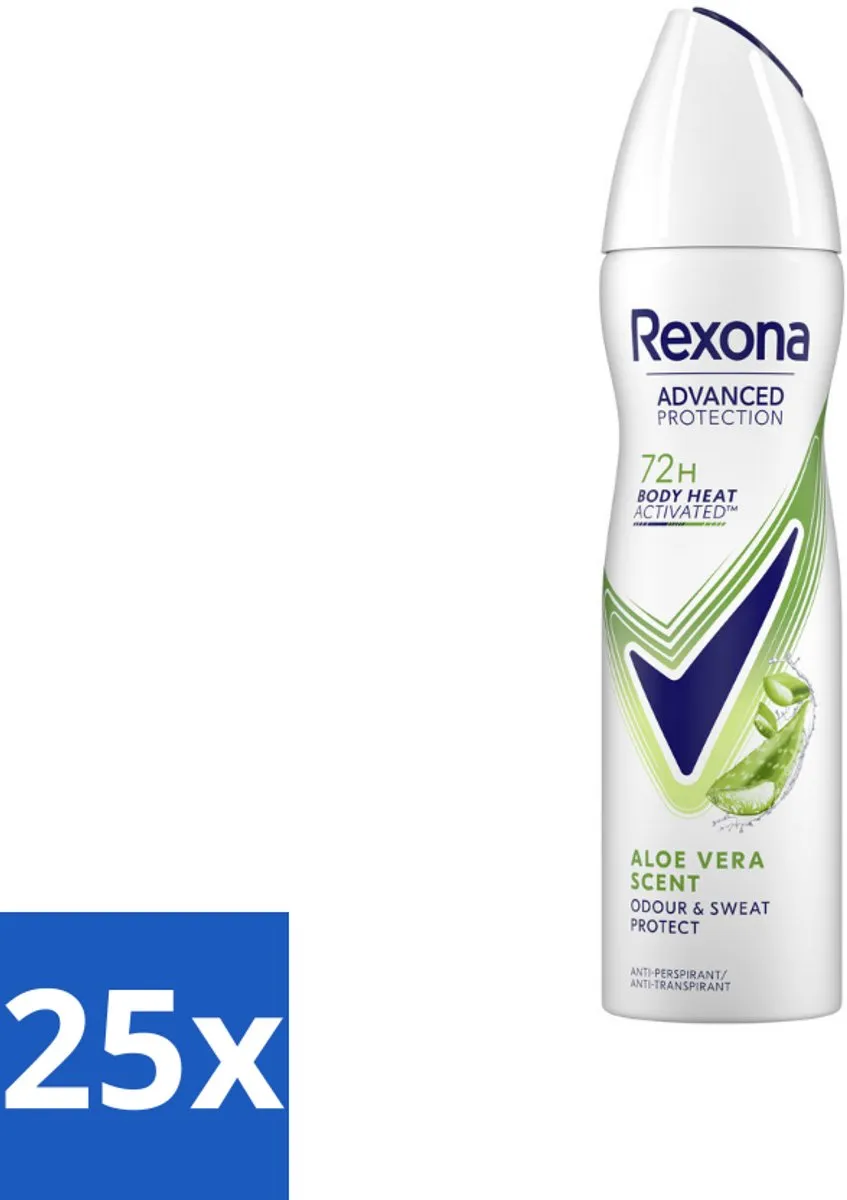 Rexona Deodorant Spray Advanced Protection Aloë Vera 150 ml - Bulkverpakking - 25 stuks