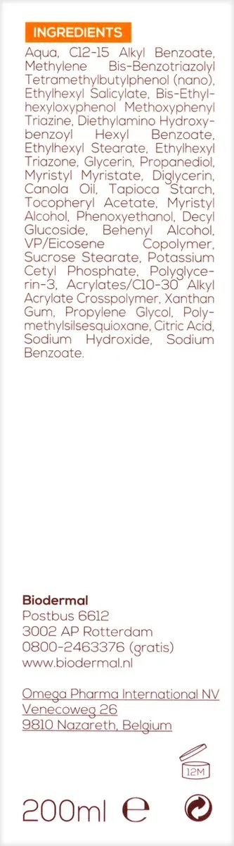 Biodermal Zonnemelk Gevoelige Huid SPF50+ 200ml