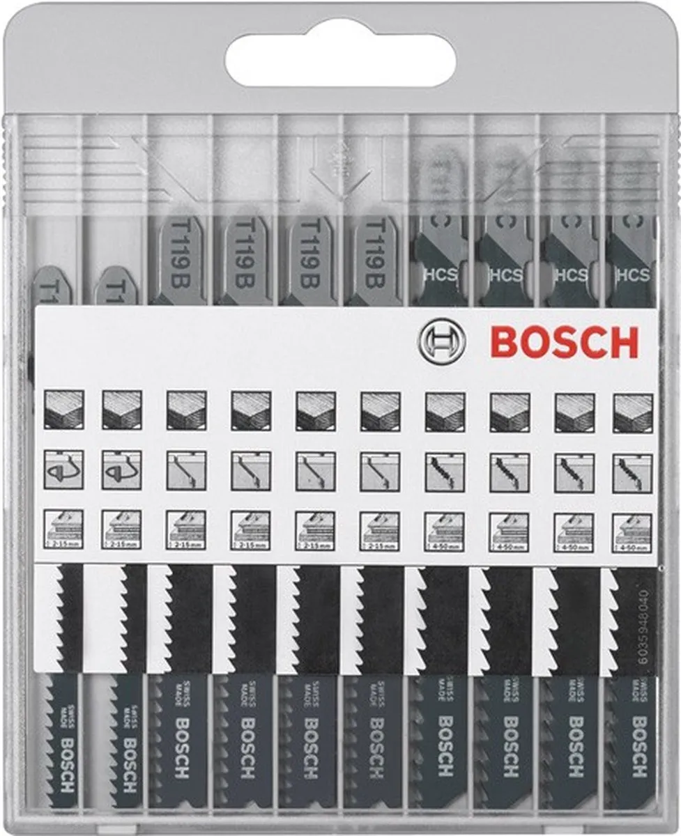Bosch 10-delige Decoupeerzaagbladen Basic for Wood - Hout/MDF