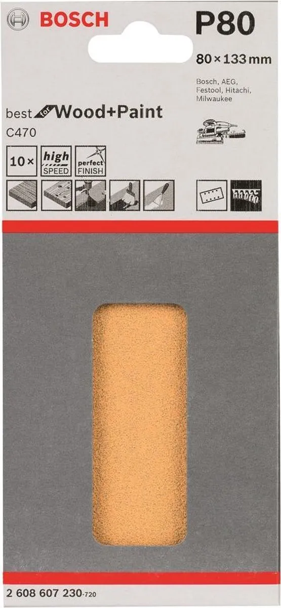 Bosch Schuurbladset 10-delig 80x133mm