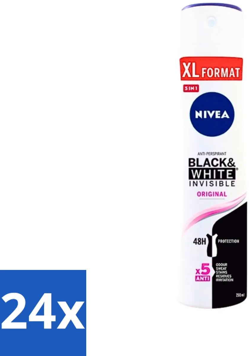 NIVEA Invisible Black & White Deospray 24x250ml