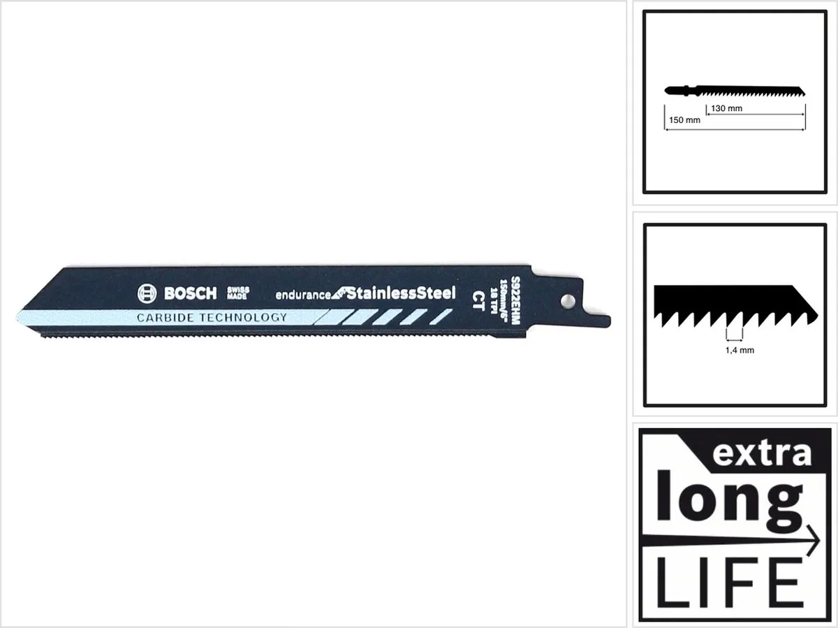 Bosch S922EHM Reciprozaagblad - Metaal/Glasvezel - afbeelding 6 van 6