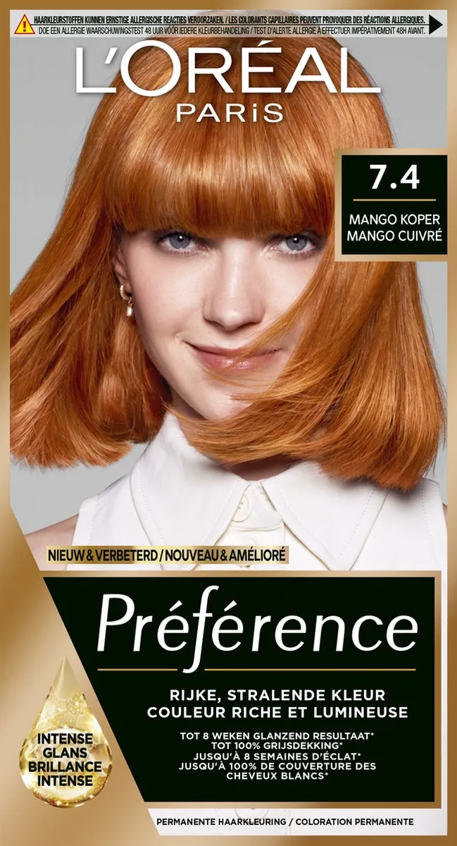 L'Oréal Paris Préférence Haarkleuring 7.40 Koperblond 996ml