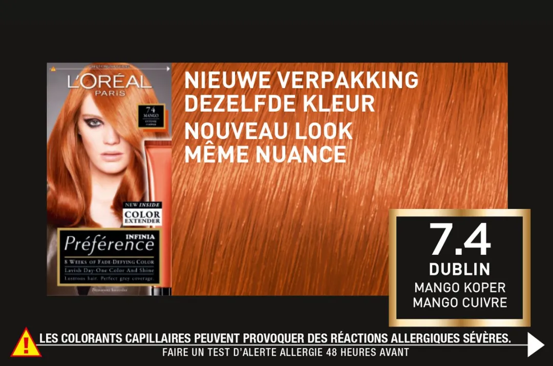 L'Oréal Paris Préférence Haarkleuring 7.40 Koperblond 996ml