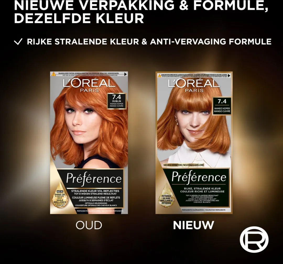 L'Oréal Paris Préférence Haarkleuring 7.40 Koperblond 996ml
