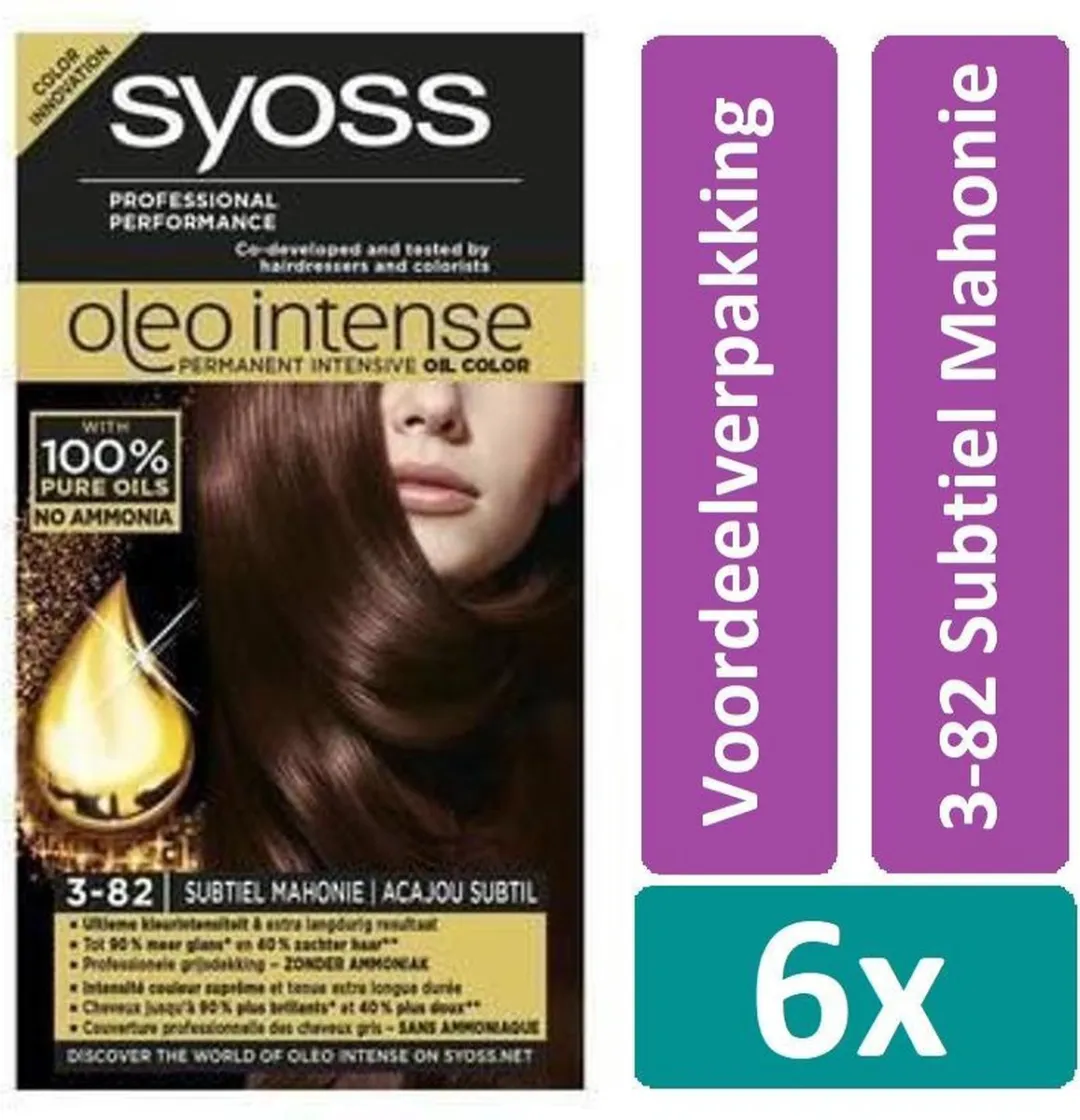 SYOSS Oleo Intense 3-82 Subtiel Mahonie Haarverf - 6 Stuks