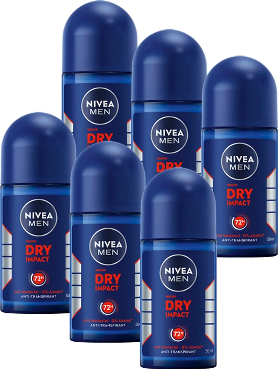 NIVEA MEN Dry Impact Anti-Transpirant Deo Roller 6x50ml