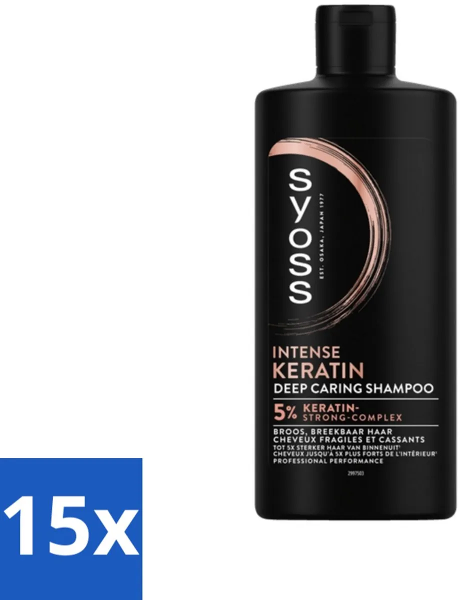 Syoss Intense Shampoo Keratin Deep Caring 440 ml - Bulkverpakking - 15 stuks