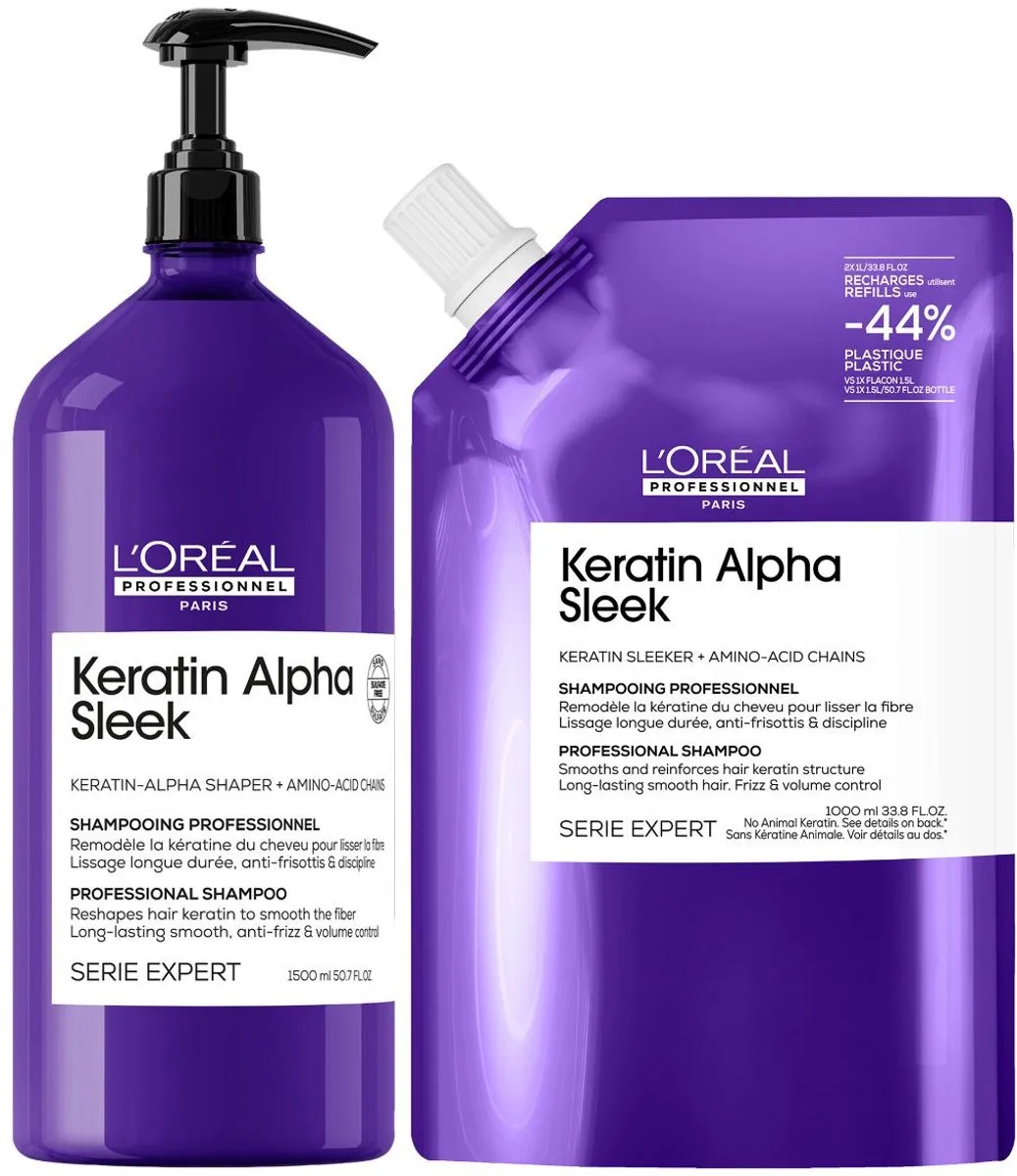 L'Oréal Professionnel Keratin Alpha Sleek Shampoo 2500ml (1500ml + 1000ml Refil