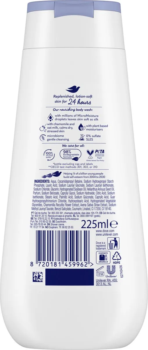 Dove Advanced Care Douchegel - 6x225ml - afbeelding 6 van 6