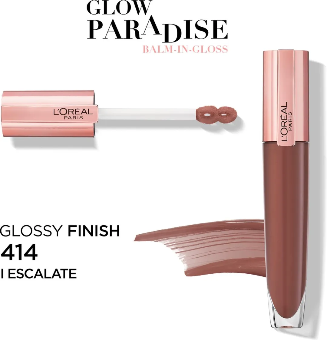 L'Oréal Paris Glow Paradise Balm 414 Escalate Lipgloss - 7ml - Transparant Roze