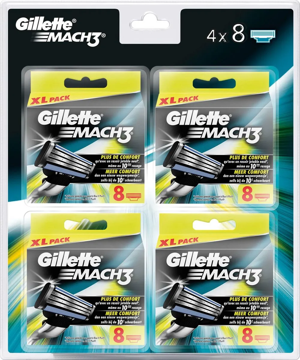 Gillette Mach 3 Scheermesjes 32 Stuks - Blauw