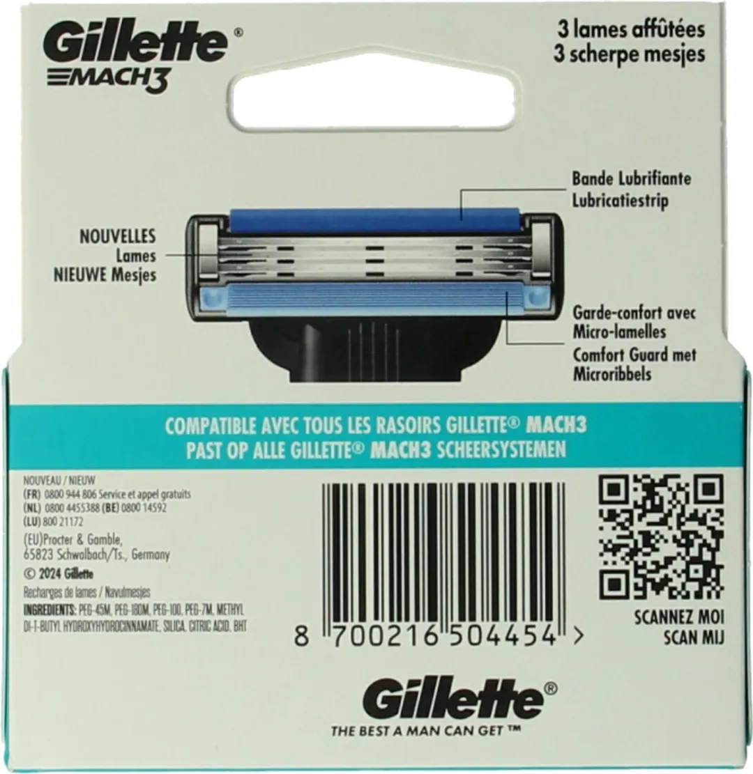 Gillette Mach3 Scheermesjes 5 Stuks - Groen