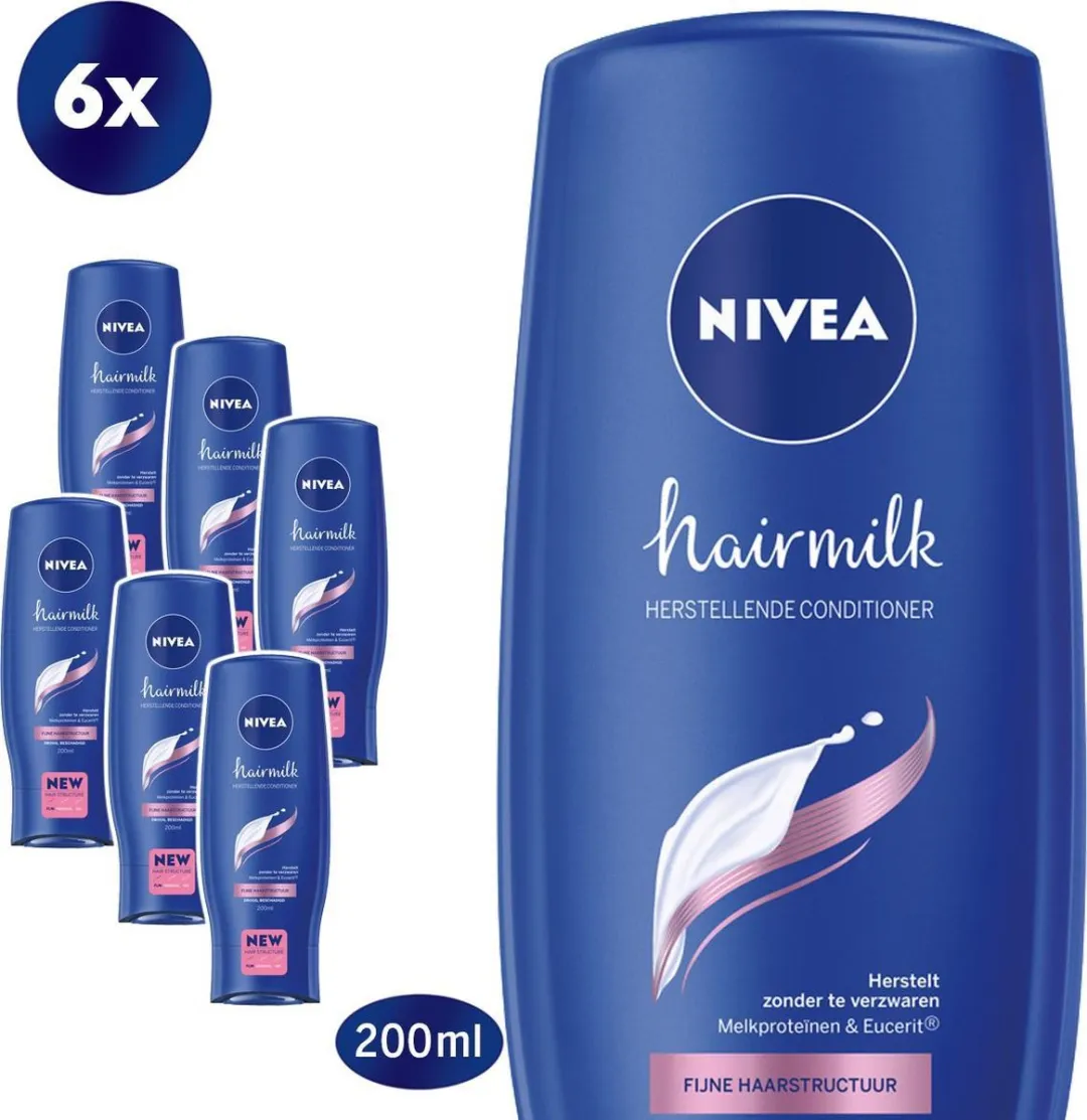 NIVEA Hairmilk Conditioner Fijn Haar 6x200ml