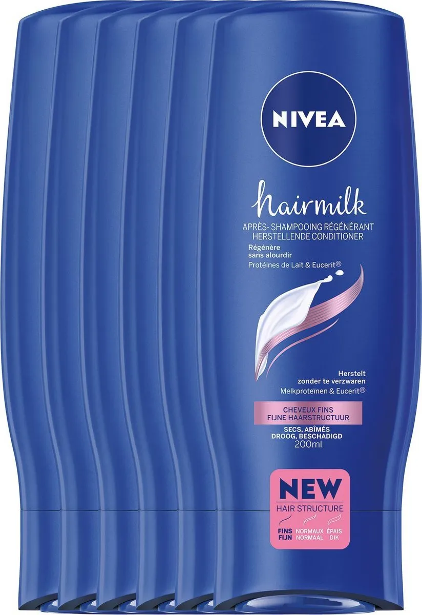 NIVEA Hairmilk Conditioner Fijn Haar 6x200ml