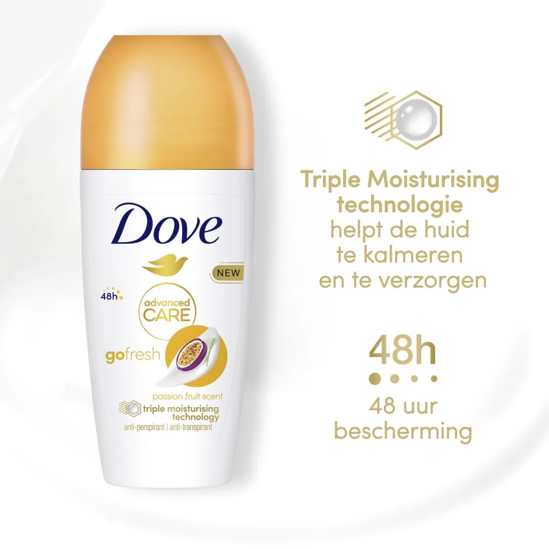 Dove Advanced Care Go Fresh Passievrucht Anti-Transpirant Roller - 6x50ml - afbeelding 4 van 6