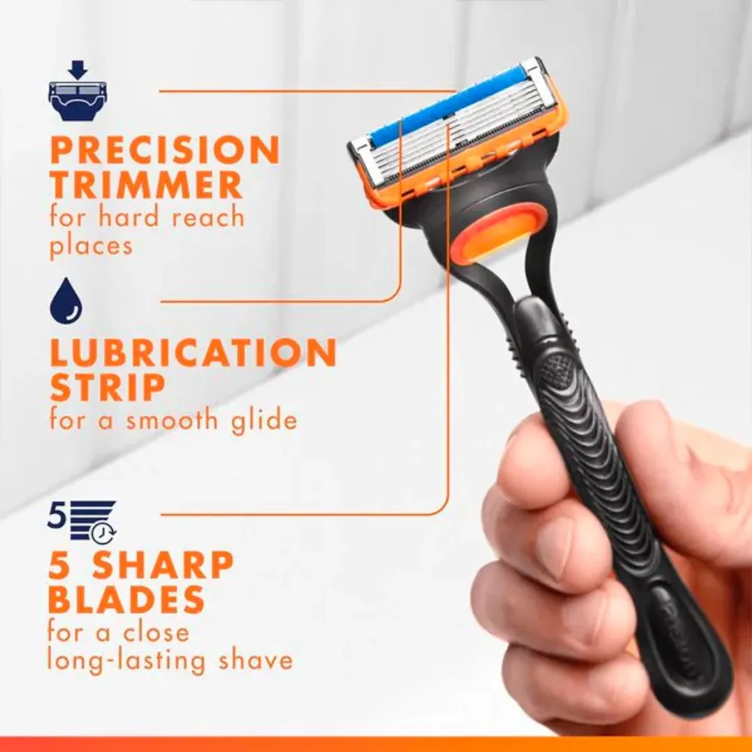 Gillette Fusion 5 Scheerset - 3 Navulscheermesjes Oranje/Zwart