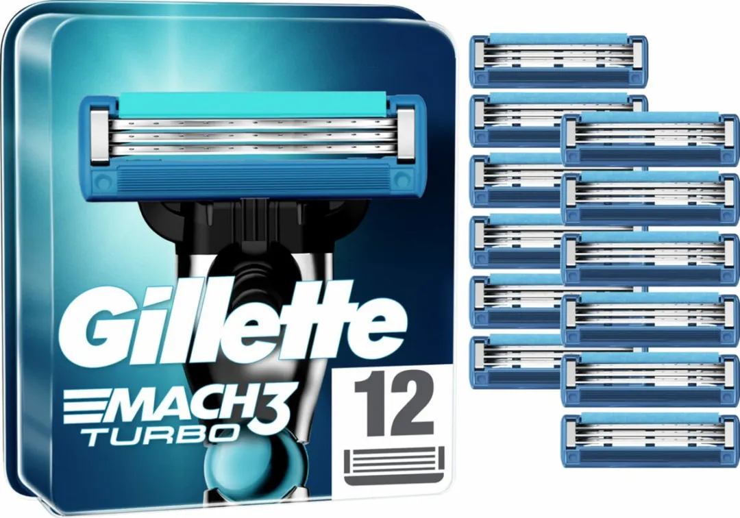 Gillette Mach3 Turbo Scheermesjes - 12 Stuks
