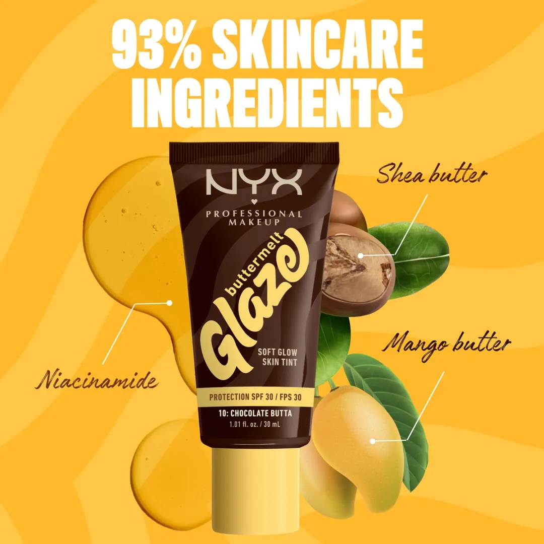 NYX Professional Makeup Buttermelt Glaze Foundation Chocolate Butta - SPF 30 - 30ml