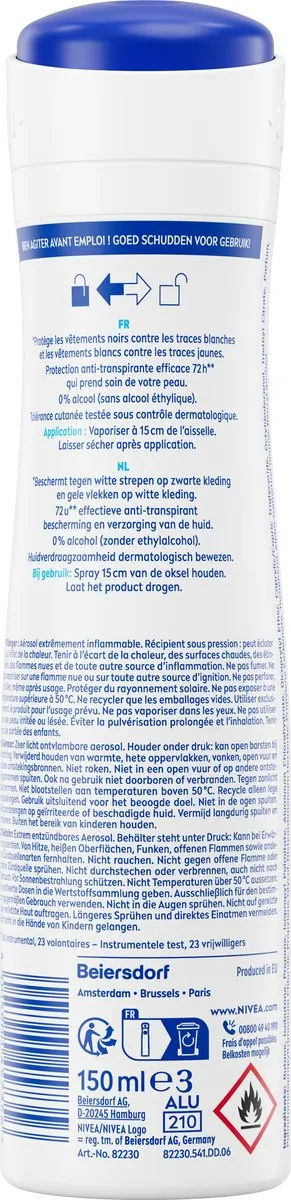 NIVEA Invisible For Black & White Deo Spray 72u - 6x150ml