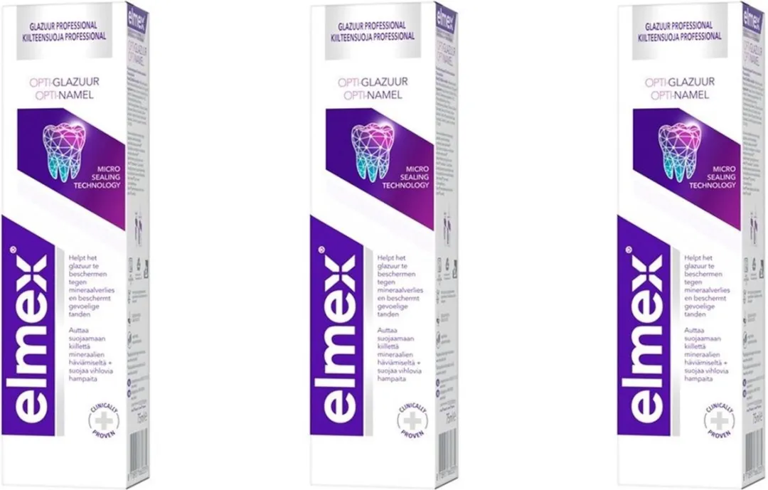 Elmex Professional Opti Glazuur Protection Tandpasta 225ml - 3 Stuks