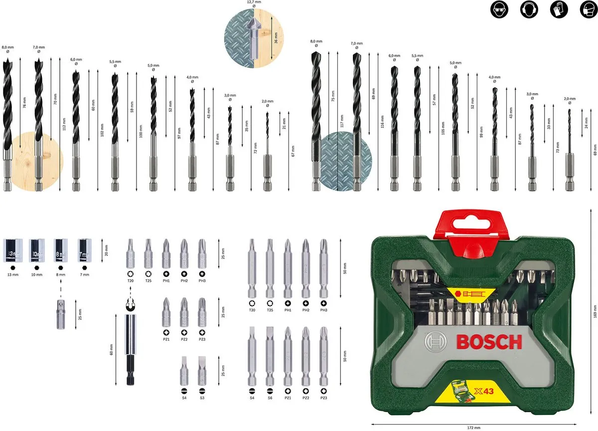 Bosch X-Line Borenset 43-delig - HSS Metaal & Houtboren