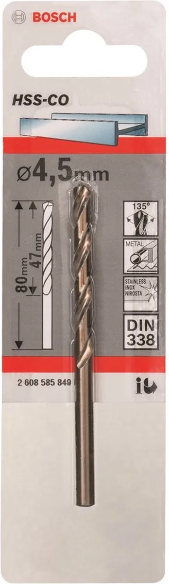 Bosch Metaalboren HSS-Co 4,5mm - 1 Stuk