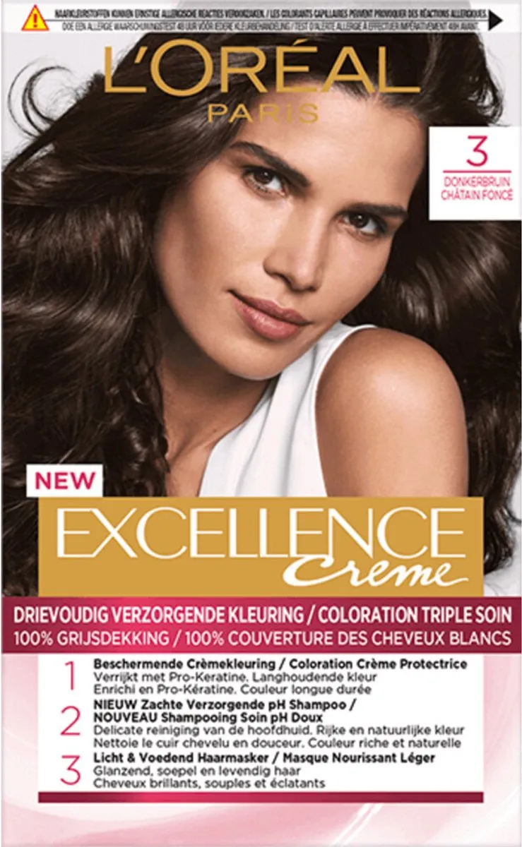 L'Oréal Paris Excellence Crème 3 Donkerbruin - 2 Stuks