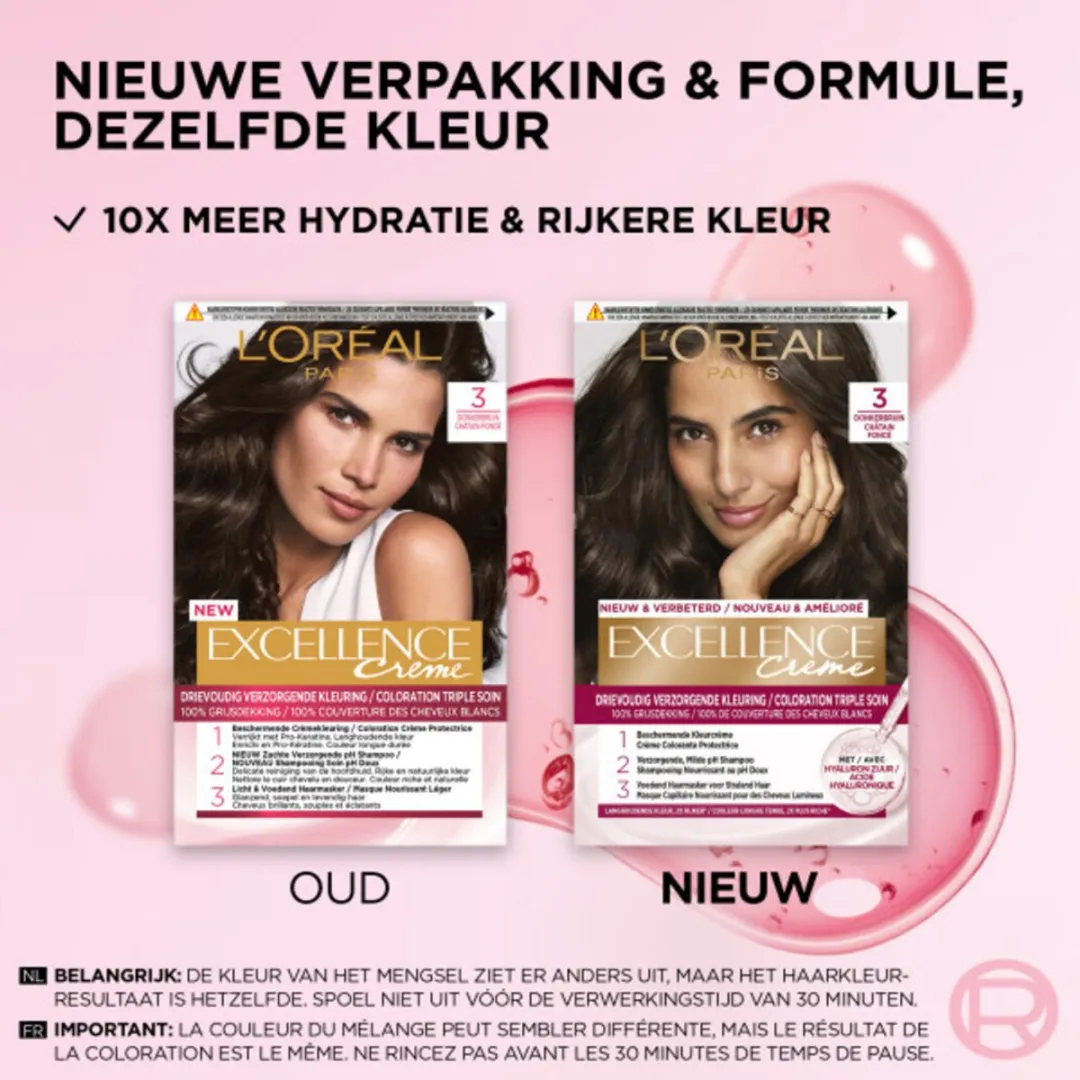 L'Oréal Paris Excellence Crème 3 Donkerbruin - 2 Stuks