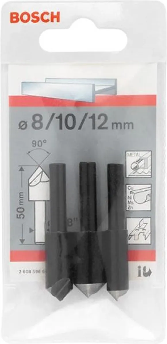 Bosch Conische Verzinkboren Set 3-delig 6-12mm