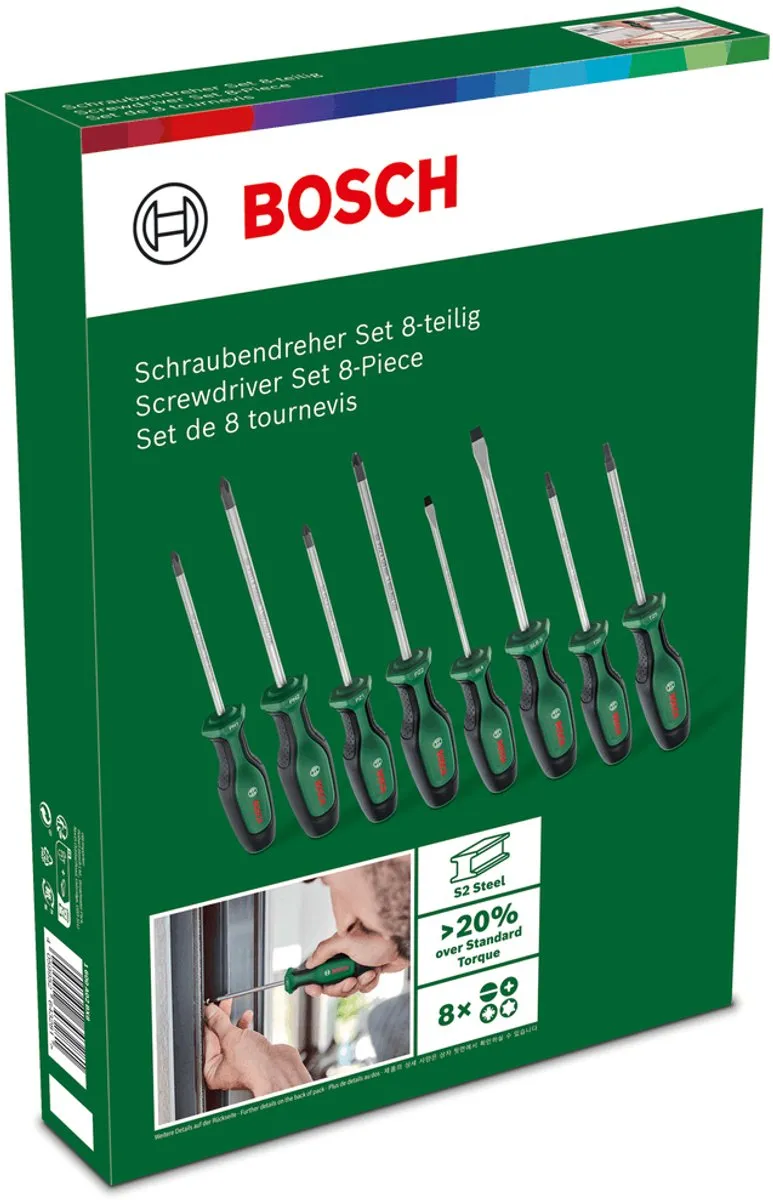Bosch 1600A02BX8 Schroevendraaierset 8-delig - Groen