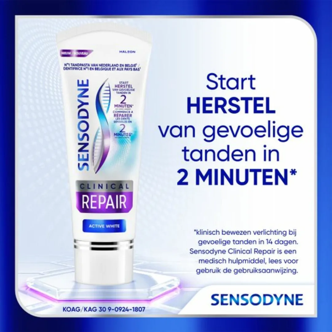 Sensodyne - Tandpasta - Clinical Repair - Active White - Tandglazuur Herstellen - 75 ml - 1 stuk