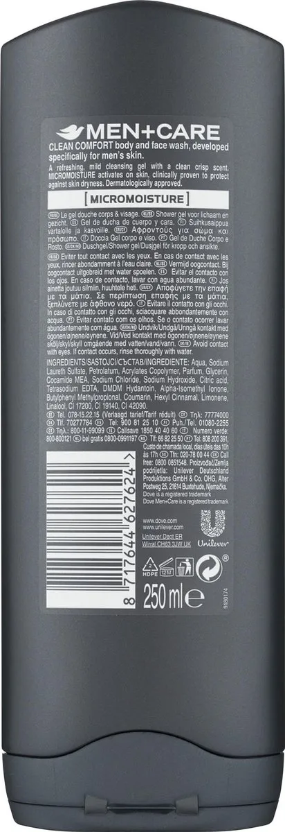 Dove Men+Care Clean Comfort Douchegel - 6x250ml