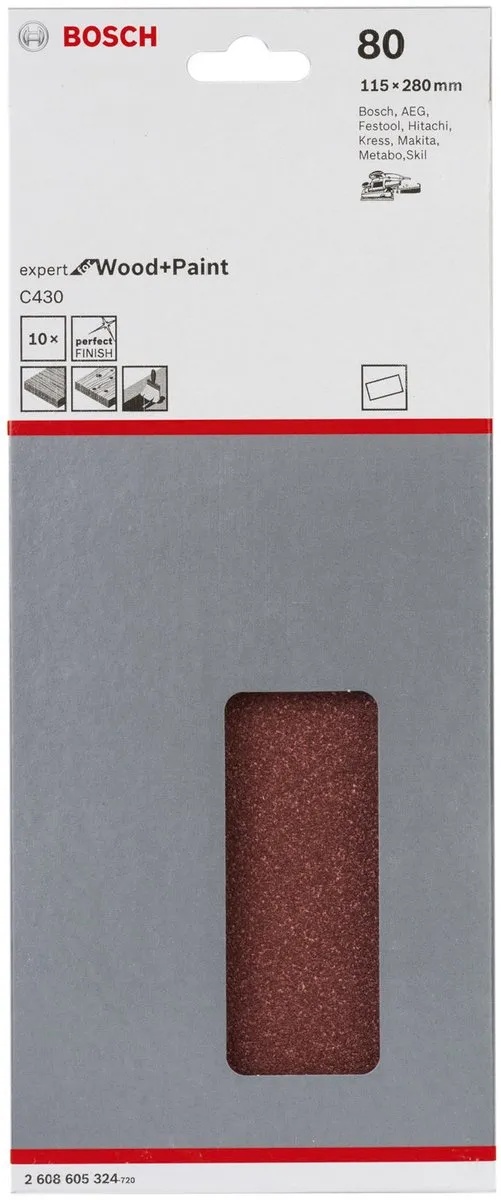 Bosch VLAK RW 115X280 K80 - 10 Stuks