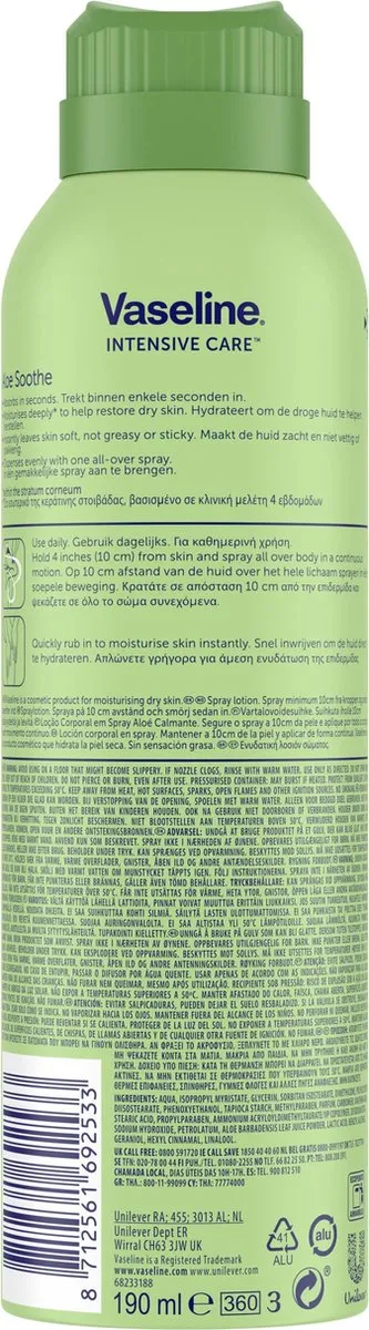 Vaseline Bodylotion Spray Aloe Soothe 190ml