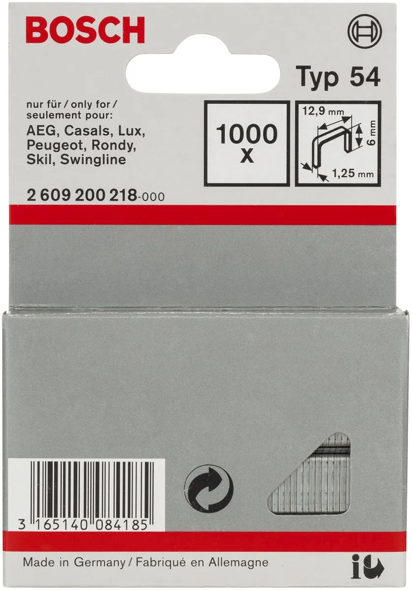 Bosch Niet met platte draad type 54 12,9x1,25x6mm - 1000 Stuks
