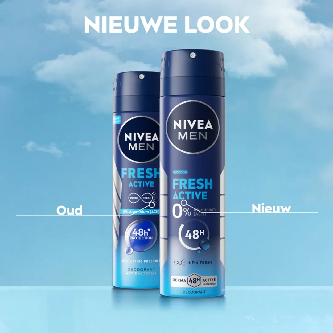 NIVEA MEN Fresh Active Deo Spray - 1200ml (6x200ml) - Aluminiumvrij
