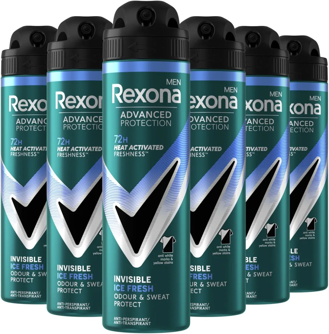 Rexona Men Invisible Ice Fresh Anti-Transpirant Spray 150ml - 6 Stuks