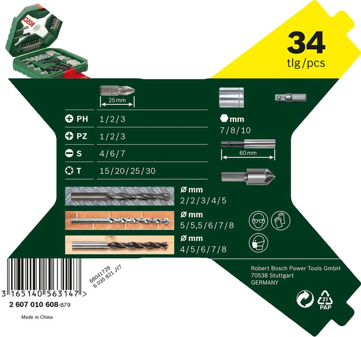 Bosch X-Line Borenset 34-delig - HSS Metaal/Steen/Hout