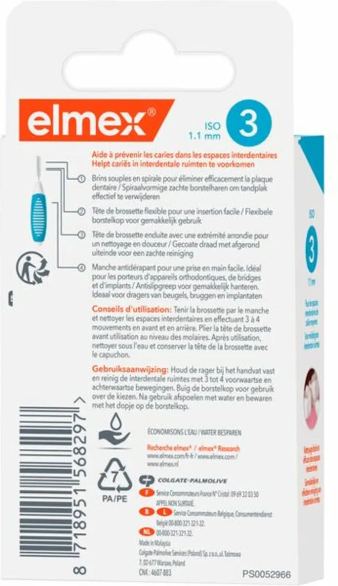 Elmex Interdentale Ragers ISO Maat 3 - 8 Stuks - Blauw